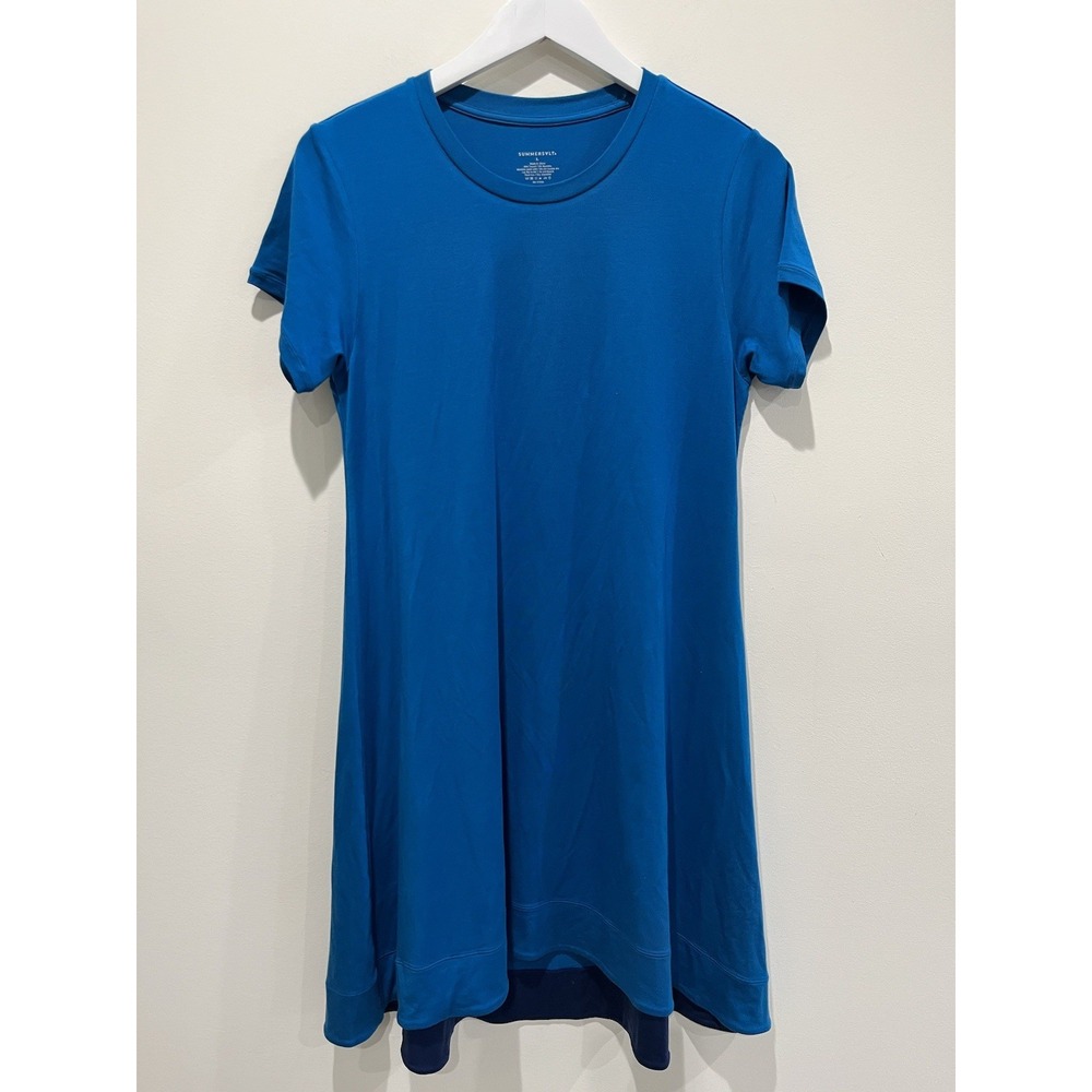 Summersalt Swim Coverup‎ Womens Large Blue Dress Short Sleeve Resort Beachy